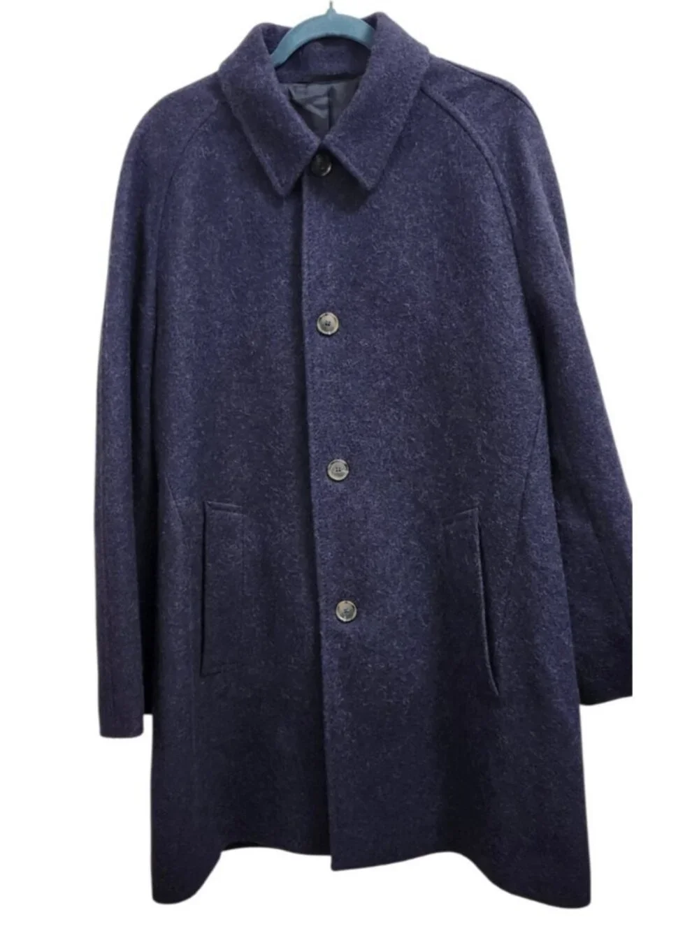 BOSS Hugo Boss Alpaca Virgin Wool Coat Men’s Size 50 Navy Blue Luxury Overcoat